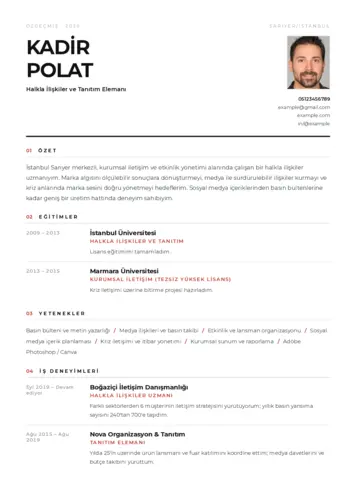 Halkla İlişkiler Cv Örnekleri cv indir